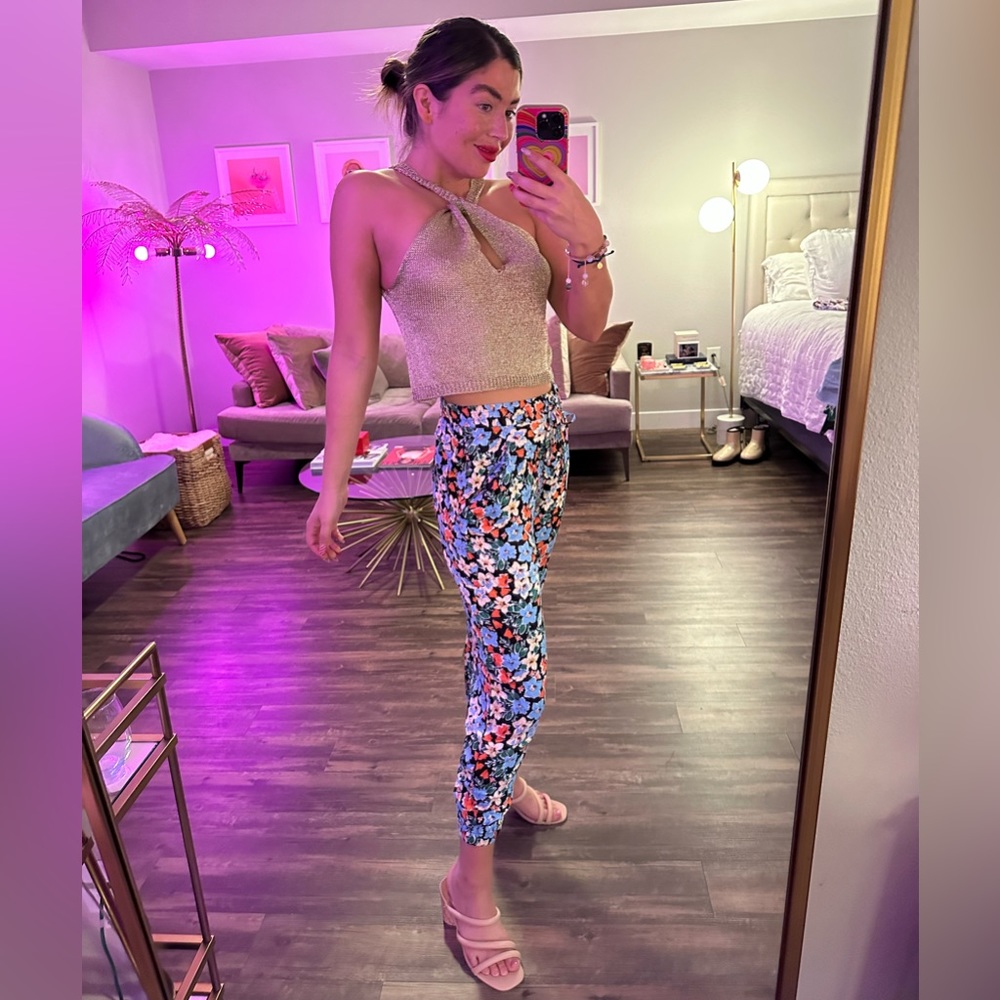 Zara | Floral High Waisted Joggers Medium